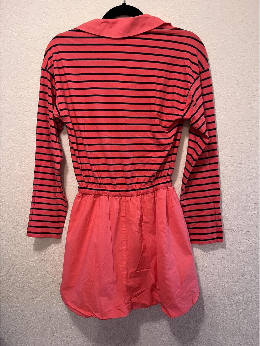 Anthropologie Sundry Neon Pink Stripe Bubble Hem Mini Dress - Picture 4 of 12